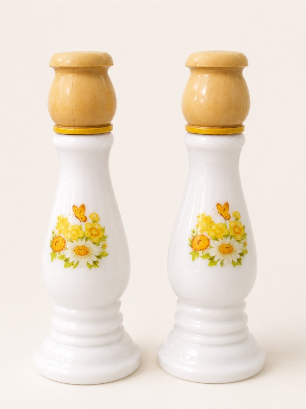 Pair of Vintage ‘70s Candlestick Holders Yellow